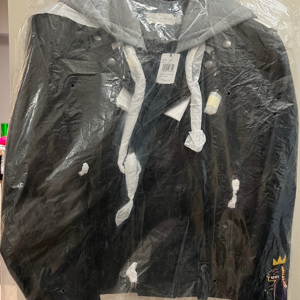 Coach X Jean Michel Basquiat Leather Jacket w/Removable Hood Retail $1,298